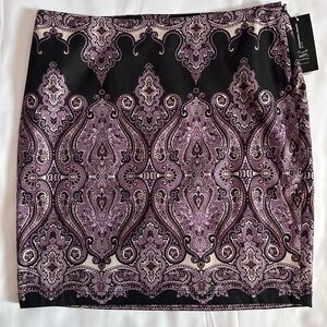 NWTS INC International Concepts Purple and Black Paisley Pencil Skirt Size 6P